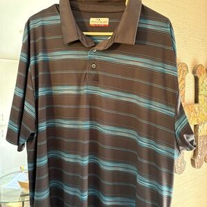 Grand Slam Black Polo with Teal Stripes